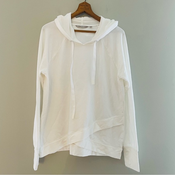 Athleta Tops - ATHLETA Athleta Pinnacle Criss Cross Hoodie, WHITE - Size Large EUC Stretch Soft